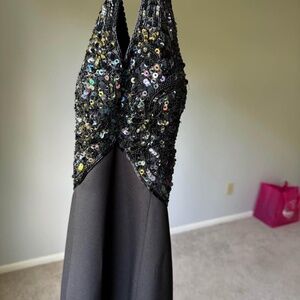 Black halter top prom dress